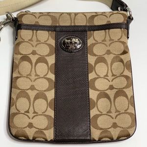 COACH Brown Monogram Canvas Crossbody Bag